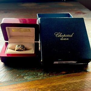 Chopard Happy Diamonds Ring with yellow and white gold band Size 5.5